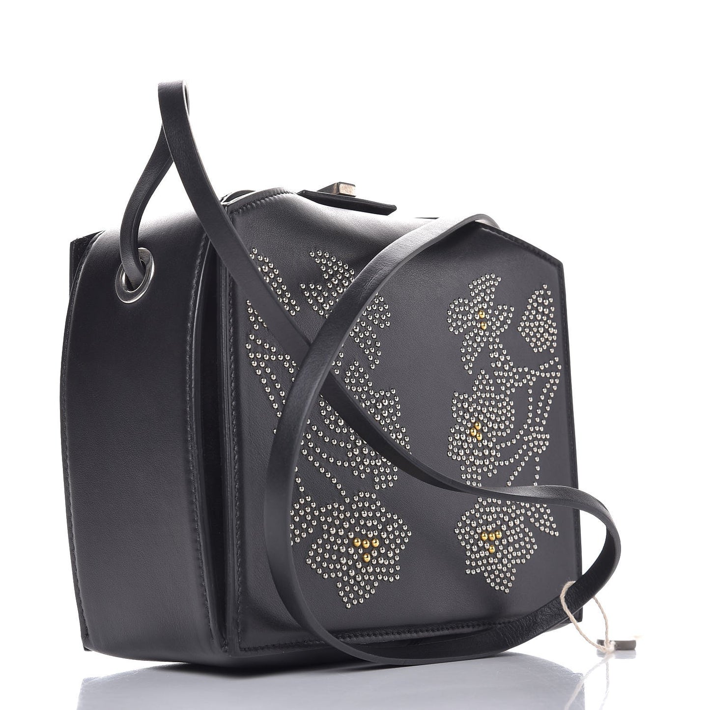 Calfskin Studded Box Shoulder Bag Black