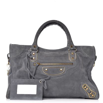 Balenciaga Baby Daim Suede Gold Metallic Edge Hardware City Gris Plomb 1 of 8