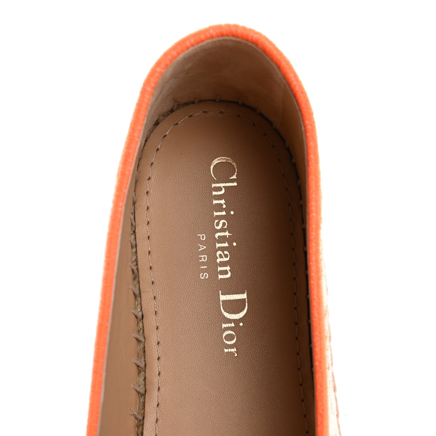 Christian Dior Embroidered Toile De Jouy Granville Espadrille 38 38 White Orange 6 of 9