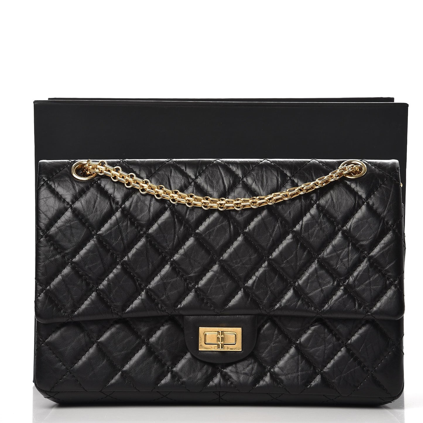 Aged Calfskin Quilted 2.55 Reissue 226 Flap Black