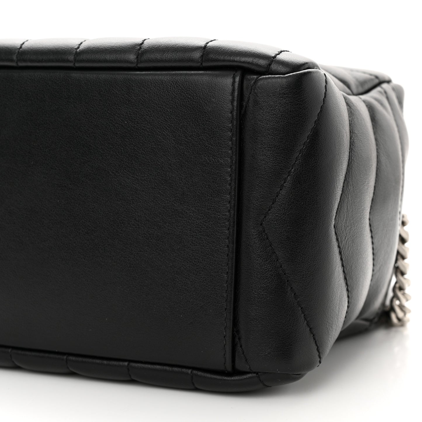 Calfskin Y Quilted Monogram Small Loulou Bowling Bag Black