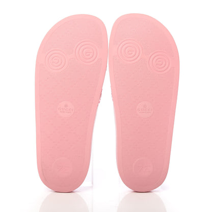 Gucci Rubber GG Monogram Perforated Womens Slide Sandals 39 Rose Box 5 of 8