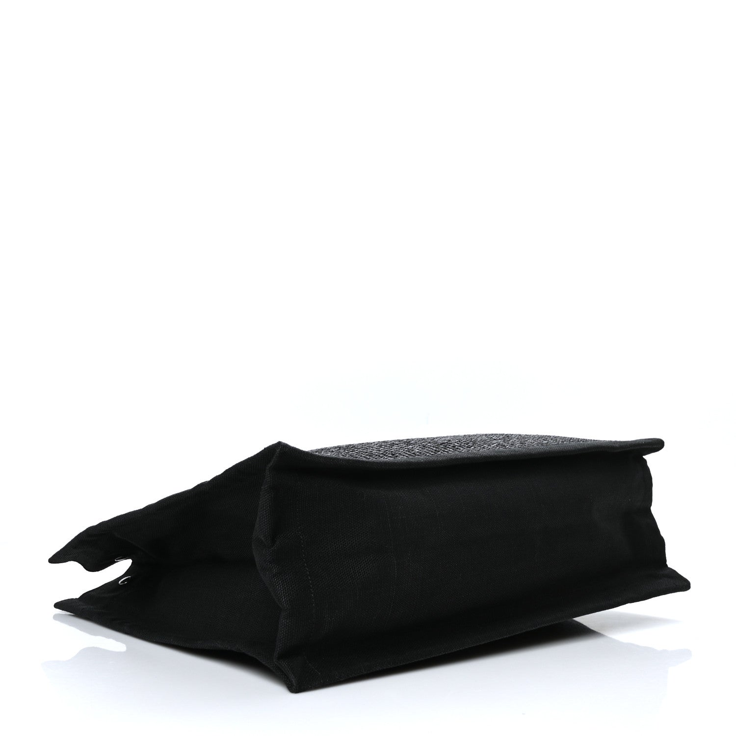 Saint Laurent Raffia Linen Calfskin Rive Gauche Tote Black 3 of 7