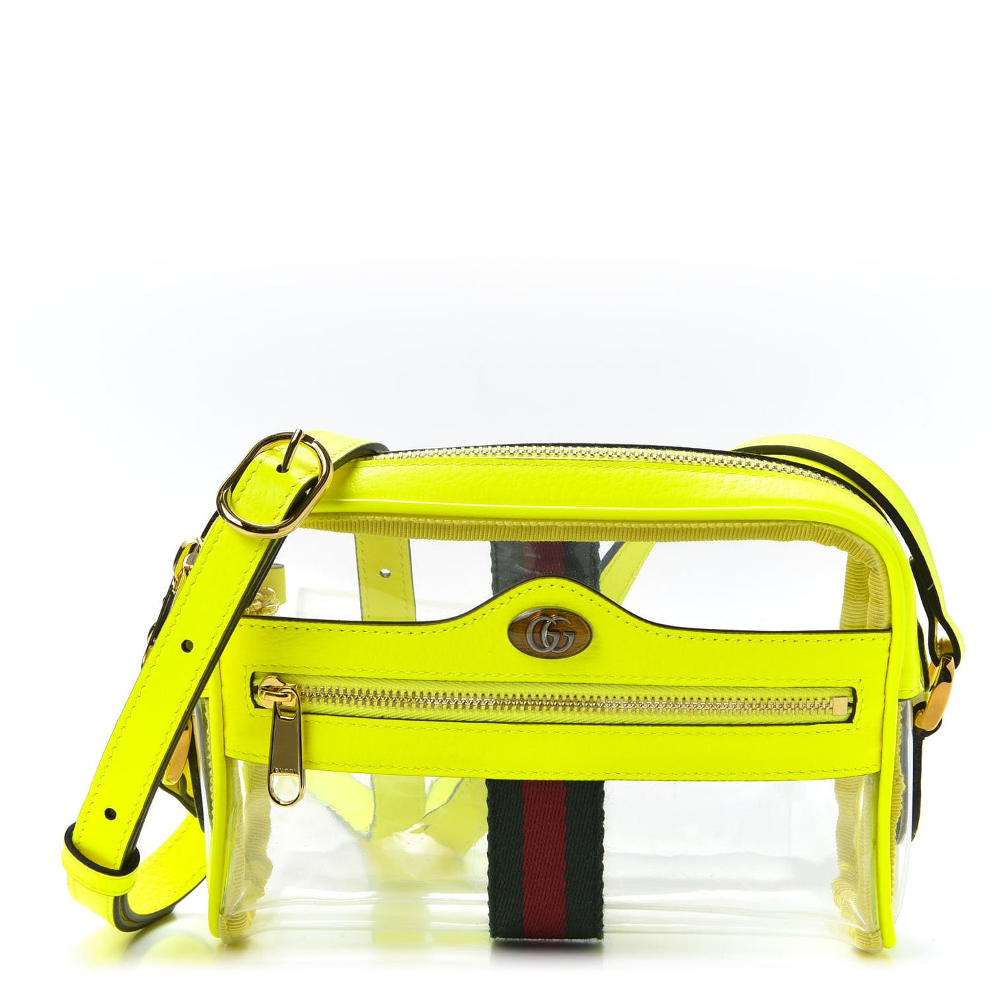 Vinyl Web Mini Ophidia Transparent Shoulder Bag Yellow Fluo