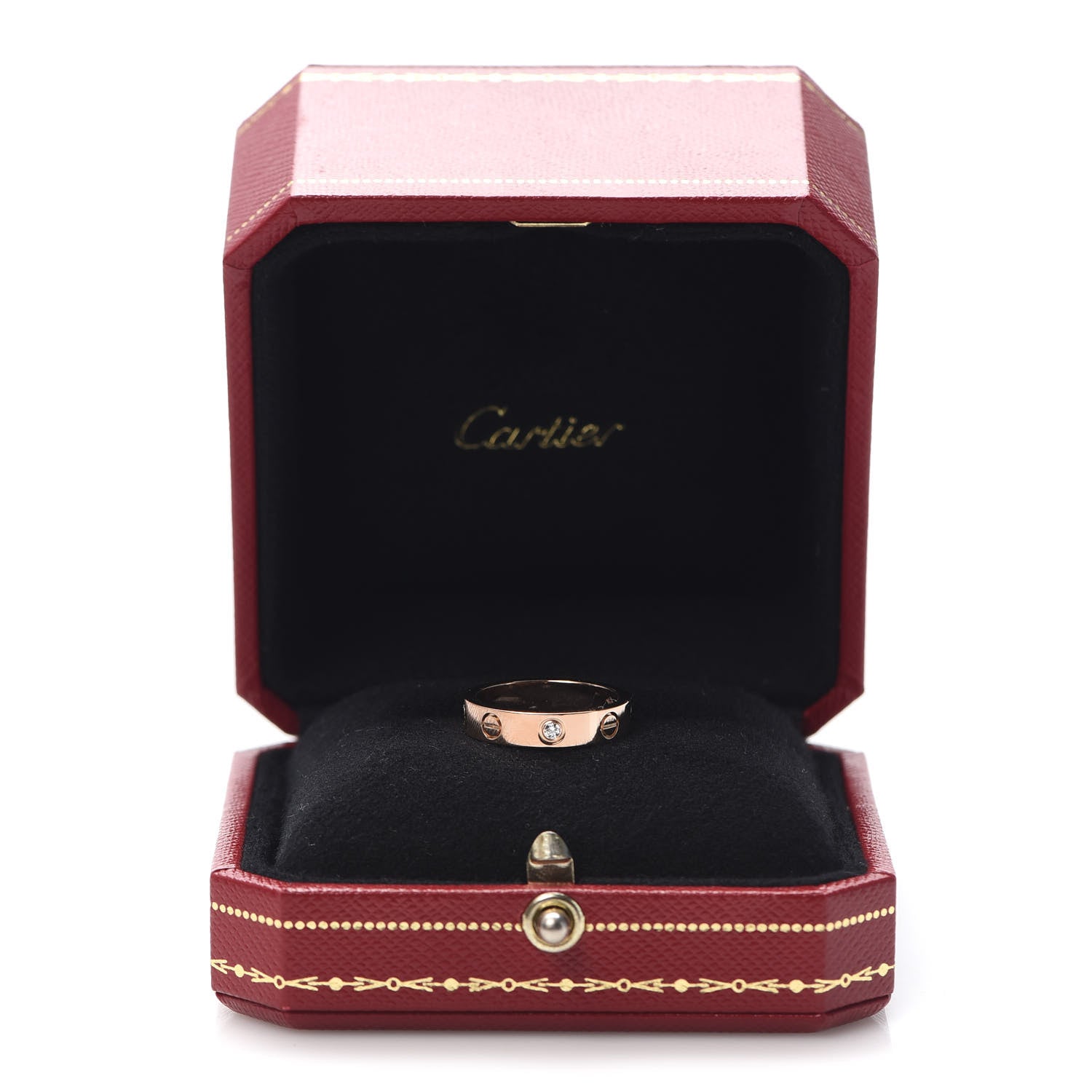 Cartier 18K Pink Gold Diamond 4mm LOVE Wedding Band Ring 50 5.25 5 of 5