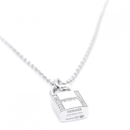 Hermes 18K White Gold Diamond Amulettes Cadenas Pendant Necklace 4 of 7
