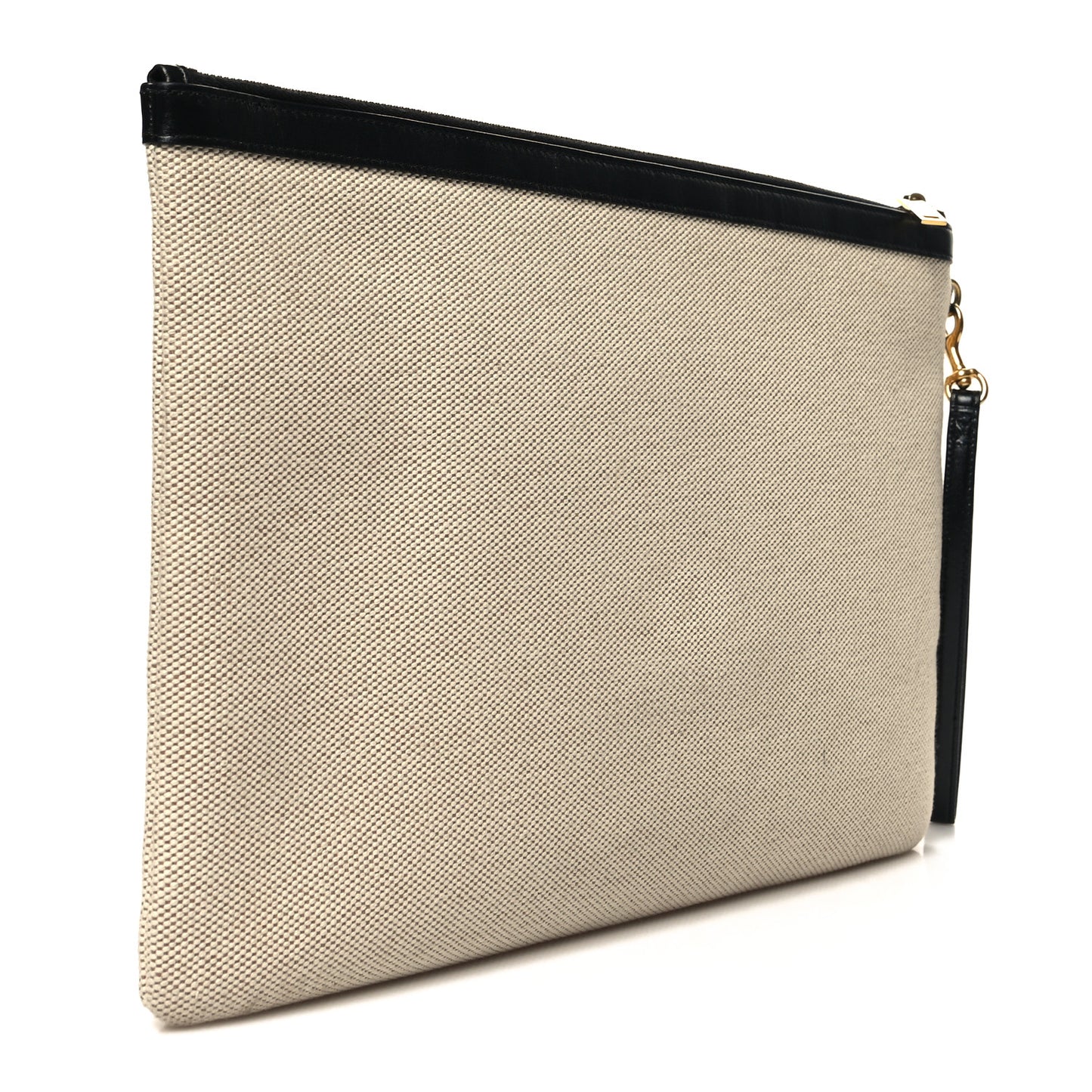 Canvas Monogram Zipped Pouch Beige Black