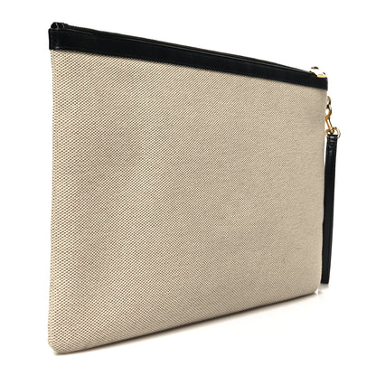 Saint Laurent Canvas Monogram Zipped Pouch Beige Black 3 of 11