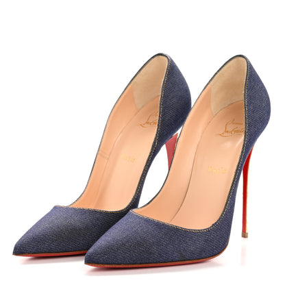 Christian Louboutin Denim Jazz Calf So Kate 120 Pumps 40 Blue White 4 of 10