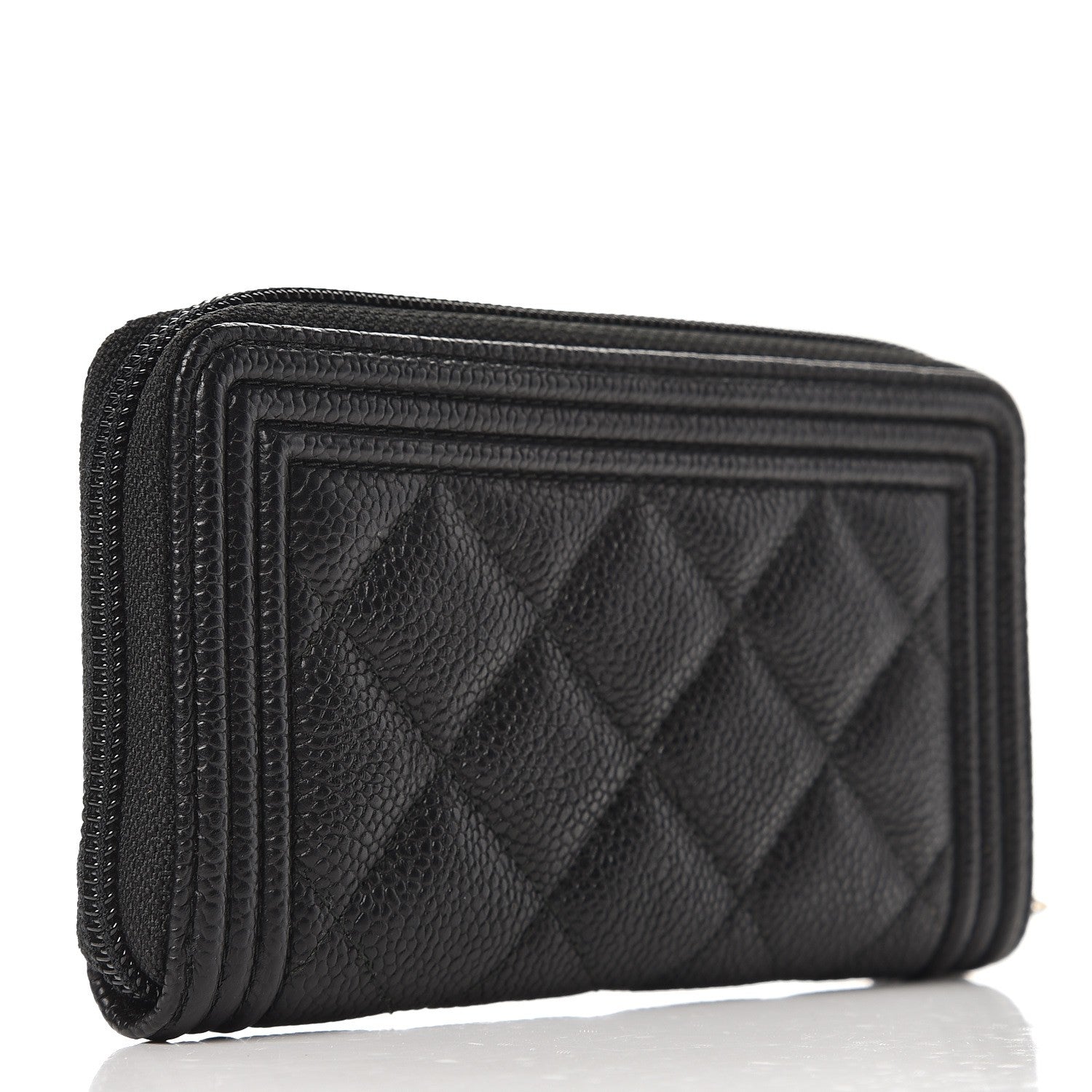 Chanel Caviar Quilted Small Boy Zip Around Wallet Black 3 of 9