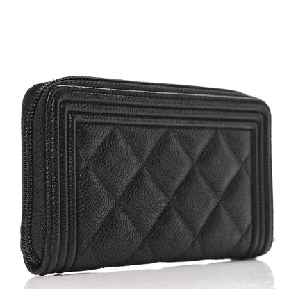 Chanel Caviar Quilted Small Boy Zip Around Wallet Black 3 of 9