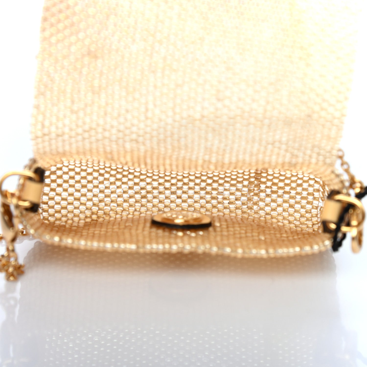 Fendi Glass Vitello King Beaded Mini Pico Baguette Charm Semolino 4 of 5