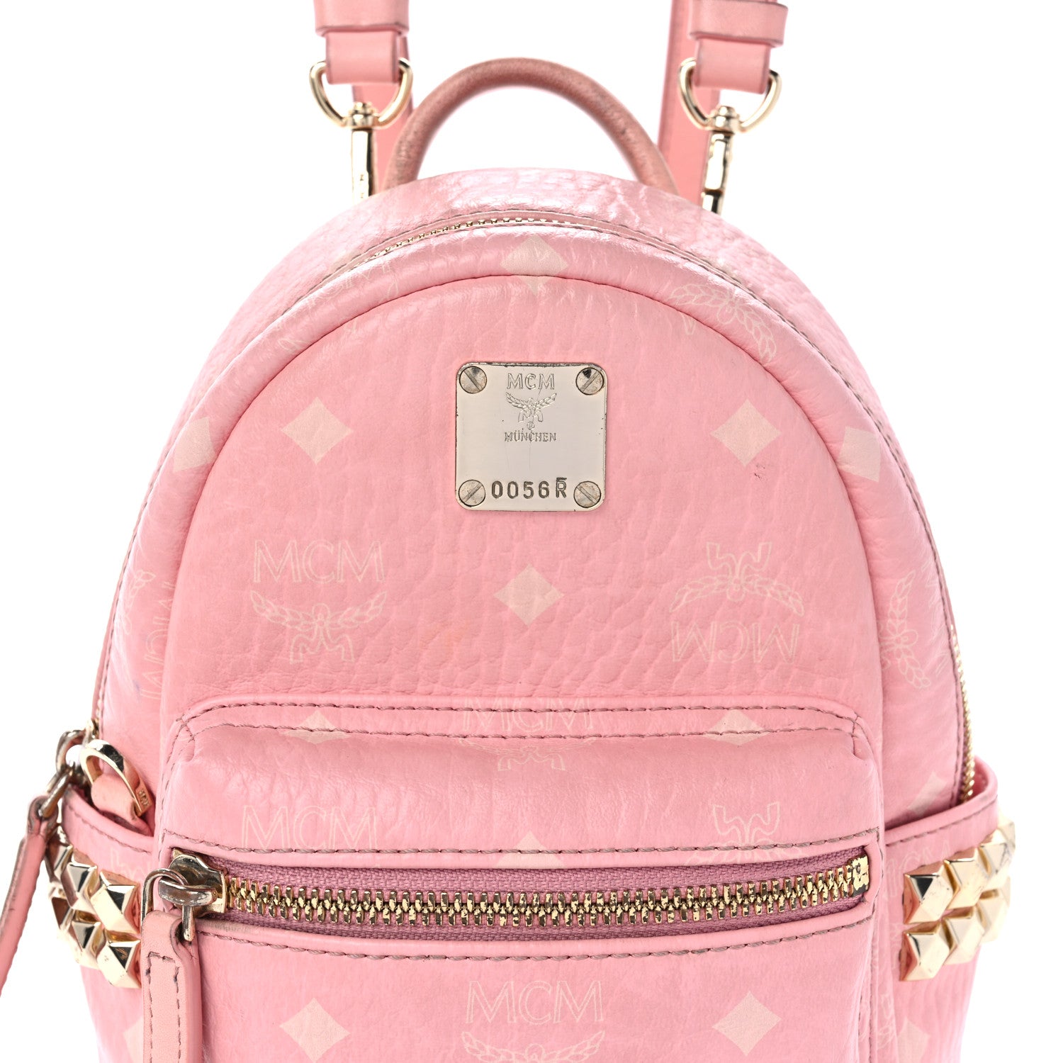 MCM Visetos Side Stud X-Mini Stark Bebe Boo Backpack Soft Pink 8 of 18