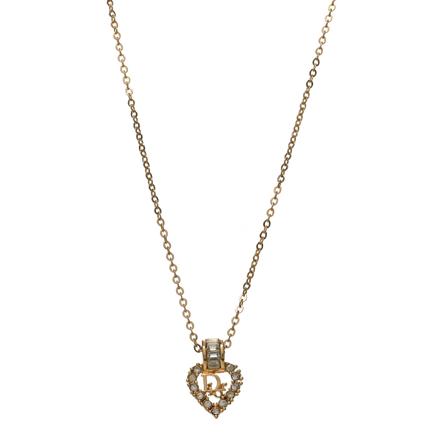 Crystal Heart Pendant Necklace Gold