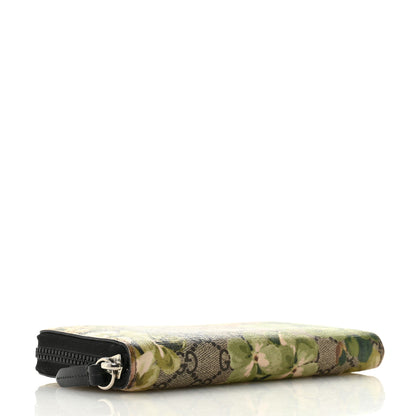 Gucci GG Supreme Monogram Blooms Zip Around Wallet Beige New Military Black 4 of 9
