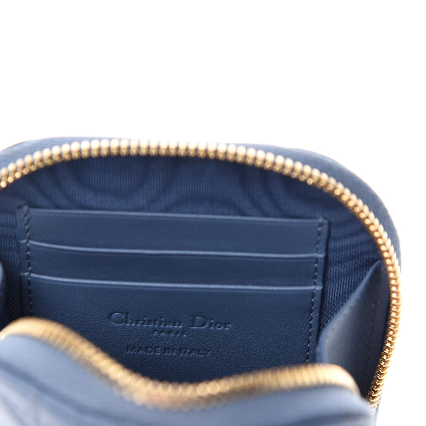 Lambskin Cannage Lady Dior Phone Holder Denim Blue
