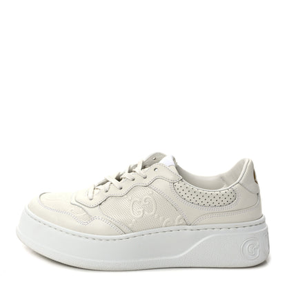 Gucci Calfskin GG Tennis Embossed Perforated Womens Platform 55mm Sneakers 39.5 Great White 1 of 9