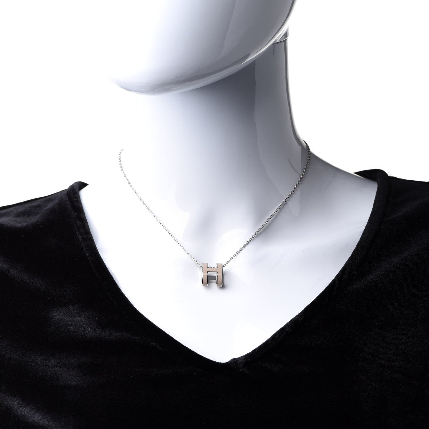 Lacquered Palladium Pop H Pendant Necklace Marron Glace