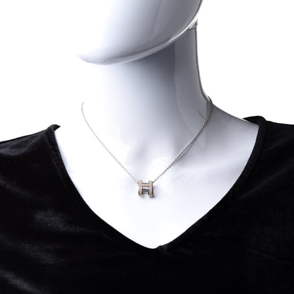 Hermes Lacquered Palladium Pop H Pendant Necklace Marron Glace 2 of 6