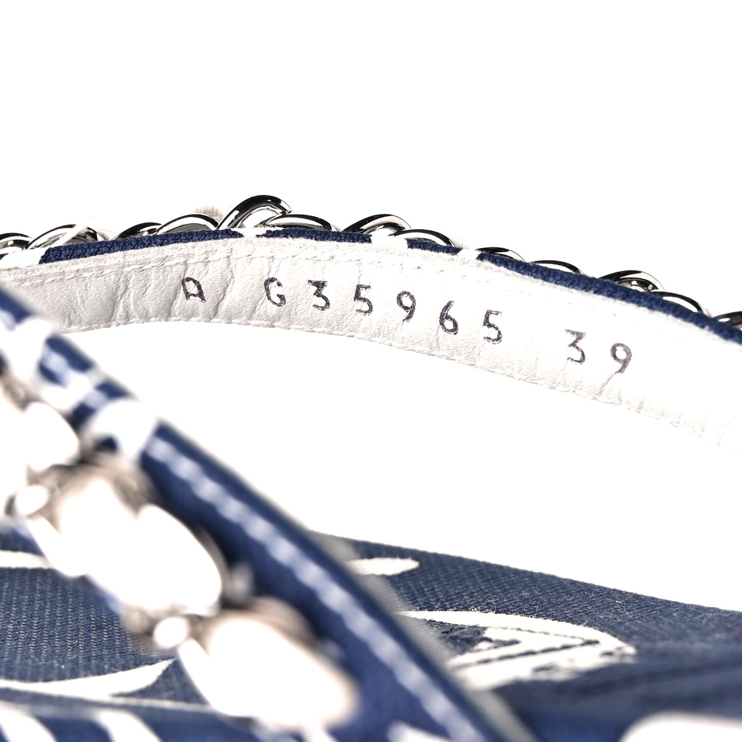 Canvas CC Chain Thong Sandals 39 Blue White