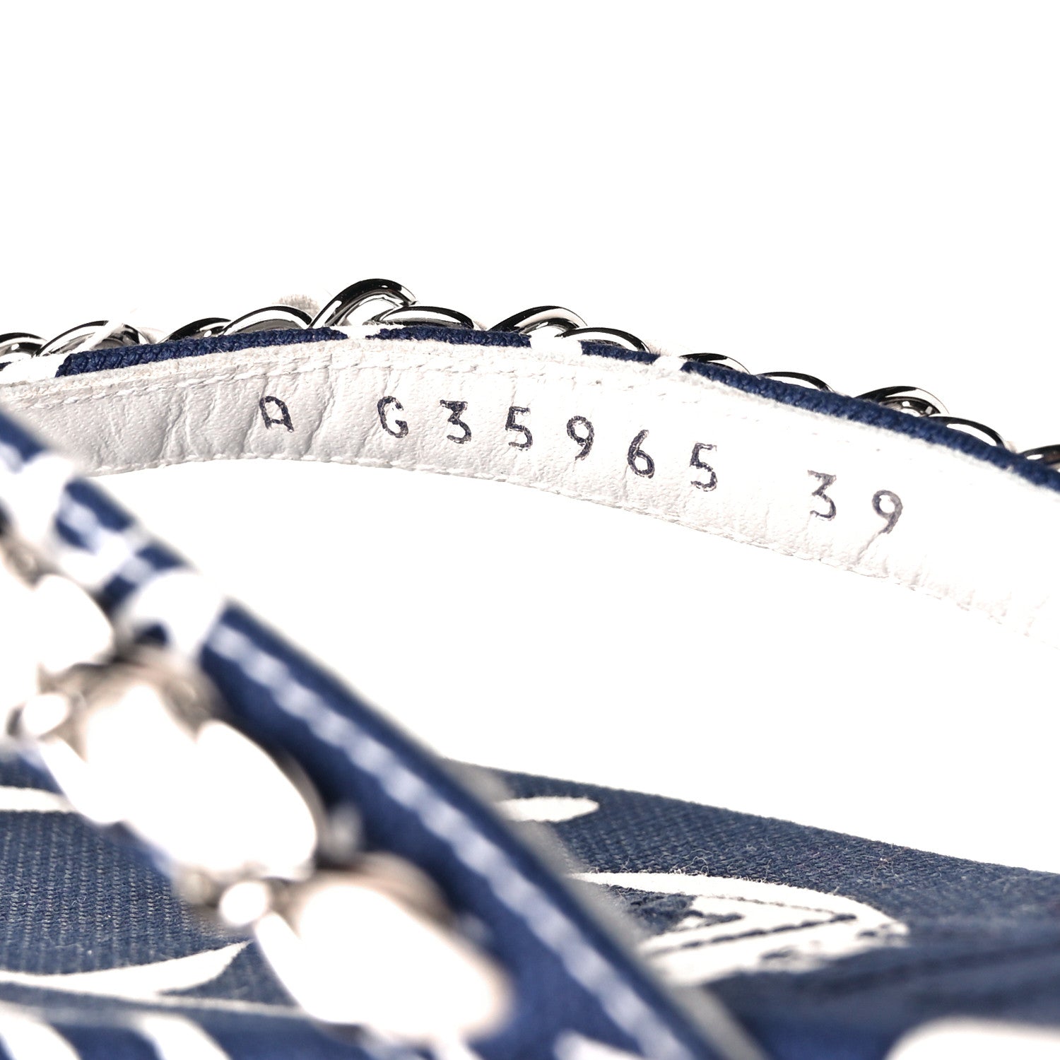 Chanel Canvas CC Chain Thong Sandals 39 Blue White 8 of 8