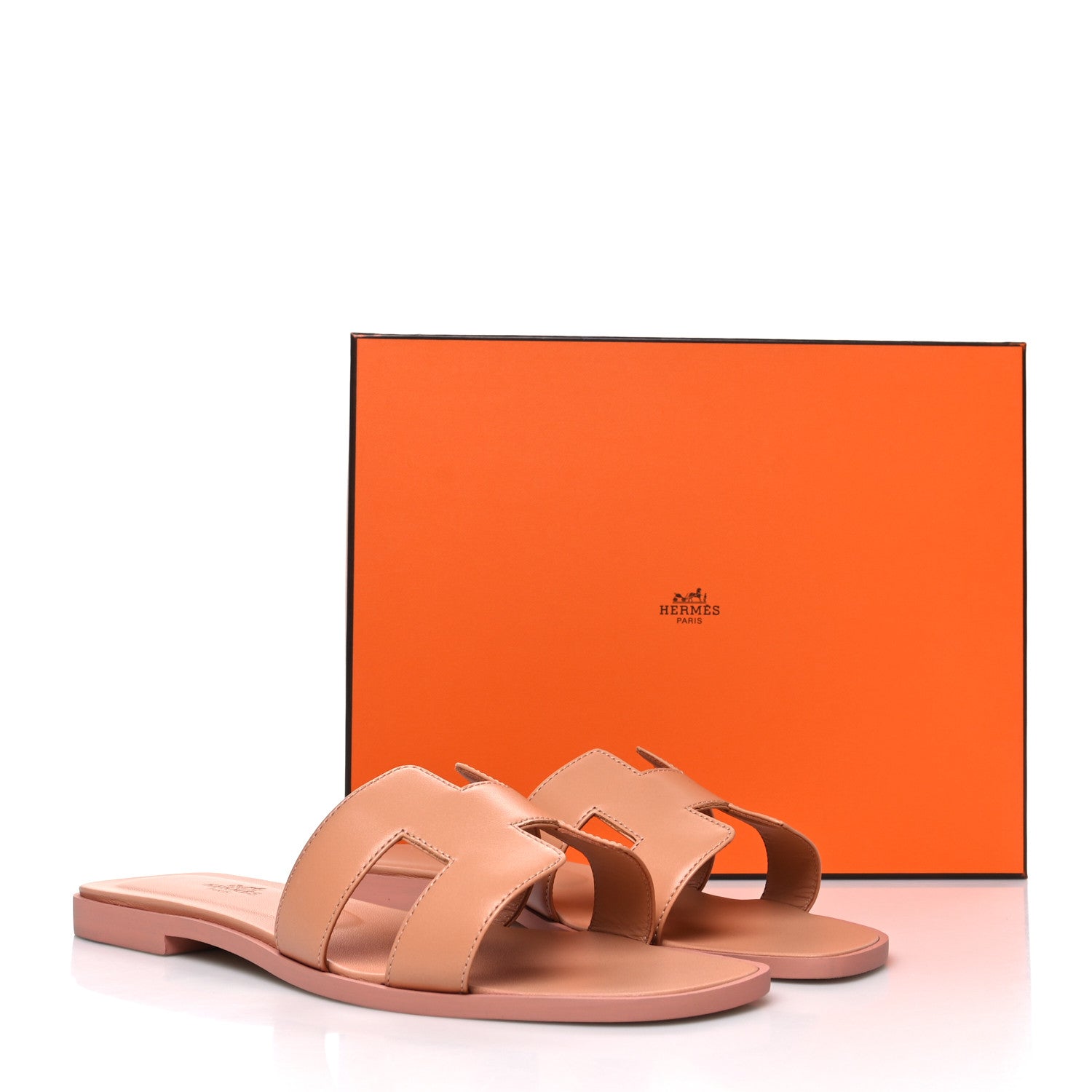 Hermes Box Calfskin Oran Sandals 39 Granite Rose 9 of 9