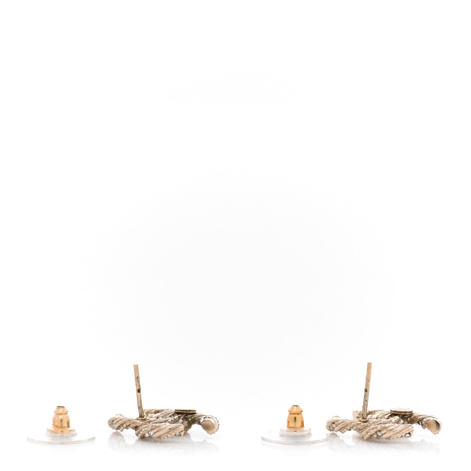 Chanel Crystal Twisted CC Earrings Gold 4 of 5