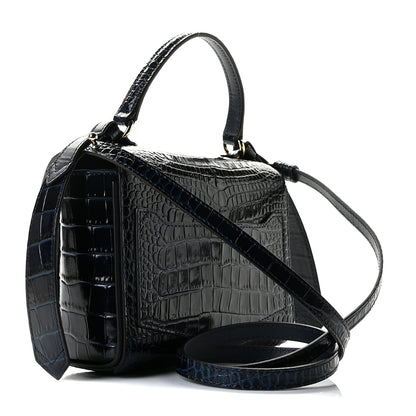 Givenchy Calfskin Crocodile Embossed Eden Mini Top Handle Blue 2 of 9