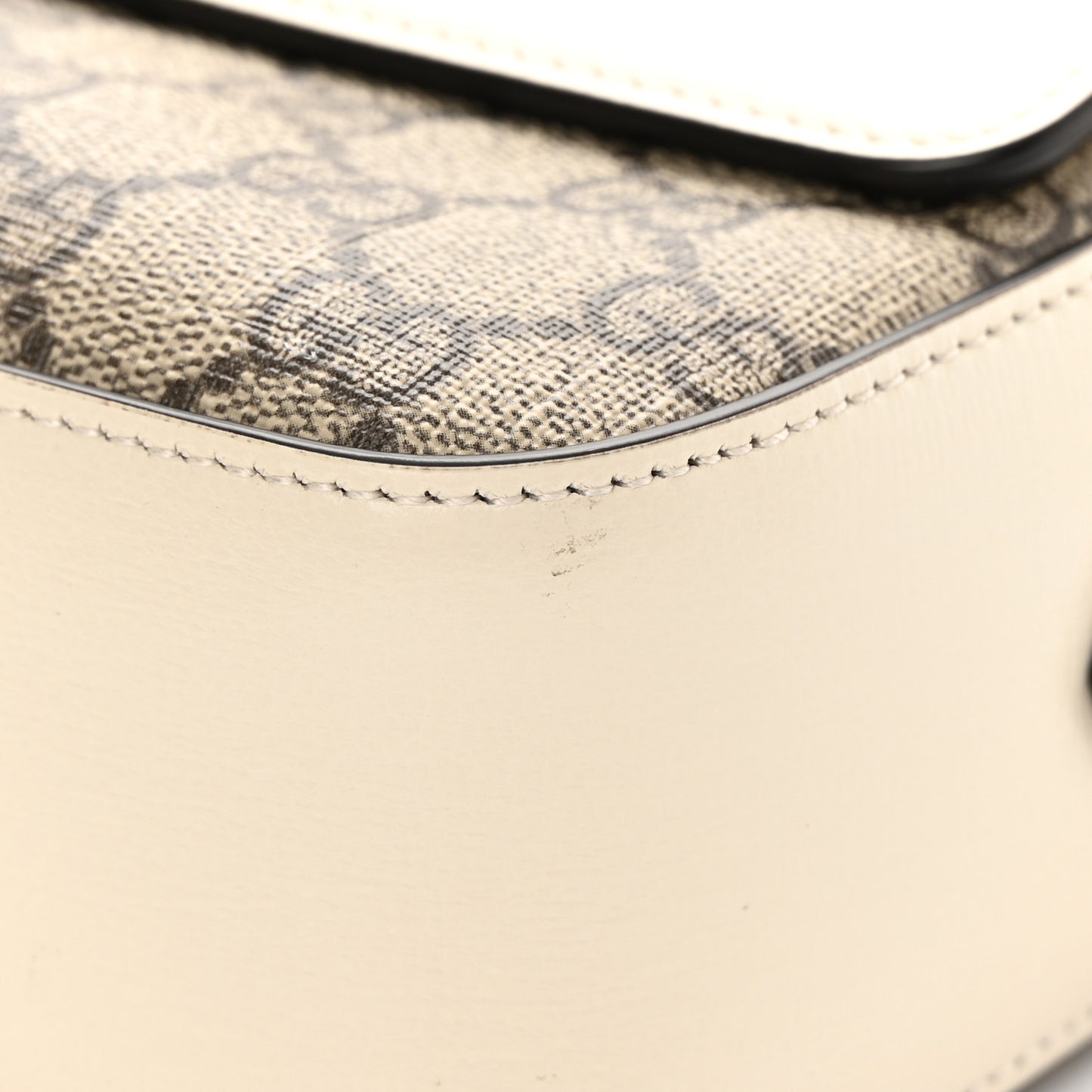 GG Supreme Monogram Small Horsebit 1955 Shoulder Bag Beige Mystic White