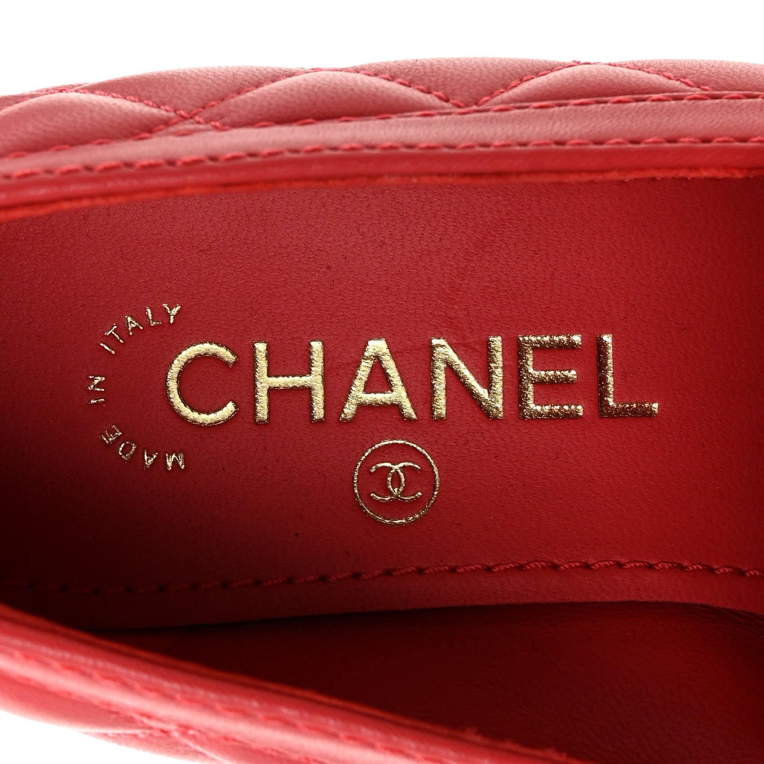 Chanel Lambskin Quilted CC Heart Loafers 38 Red 7 of 10