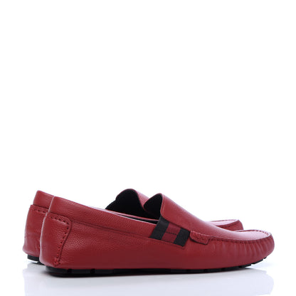 Gucci Calfskin Web Mens Driver Loafers 9 Red 4 of 15