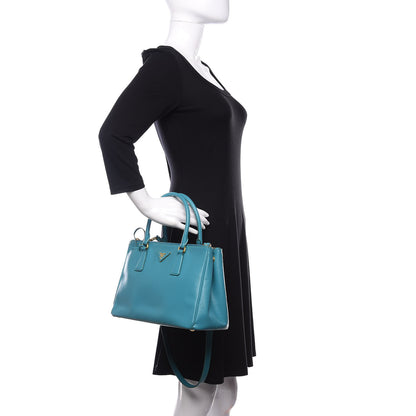 Prada Saffiano Medium Galleria Double Zip Tote Turchese 2 of 18