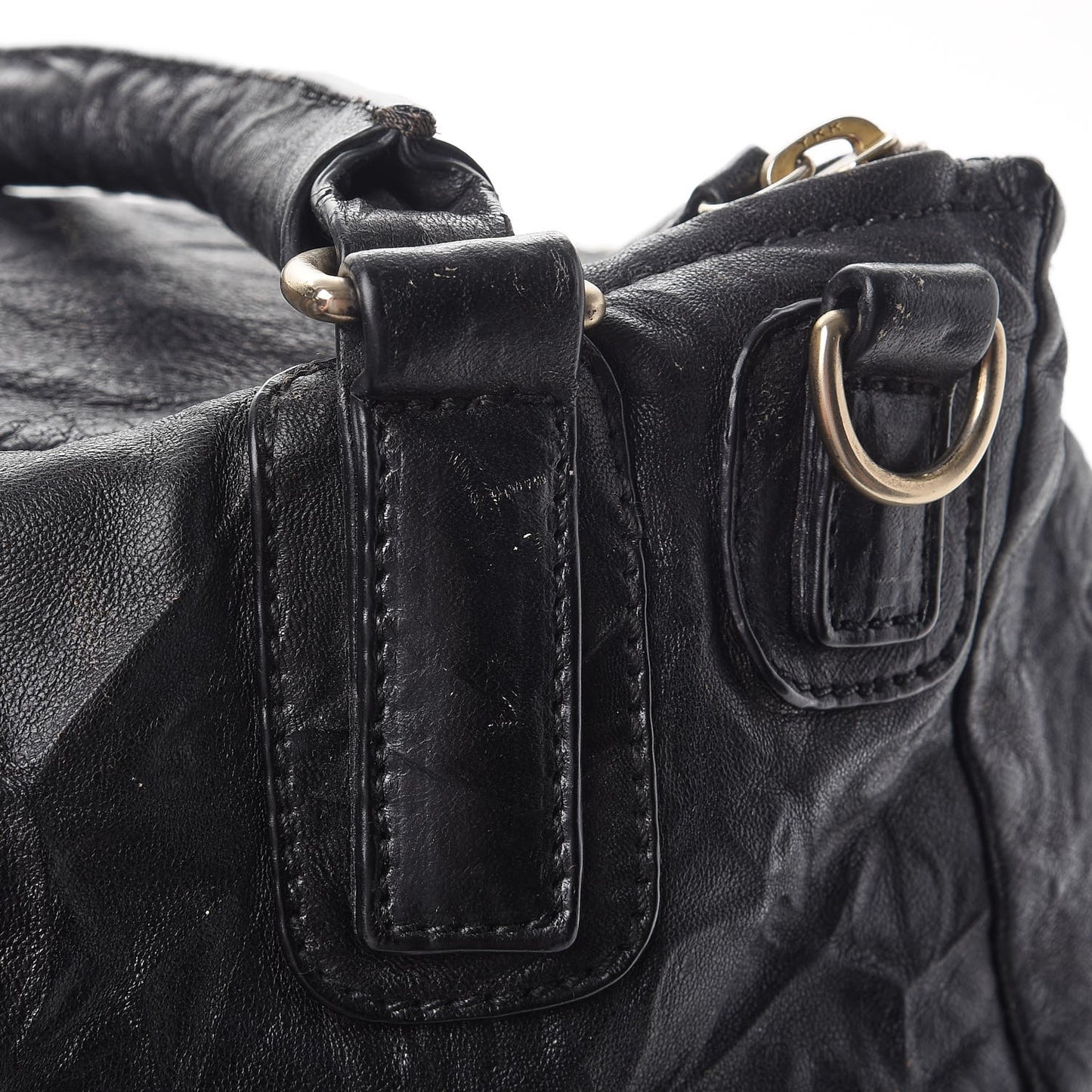 Tumbled Sheepskin Large Pandora Bag Black