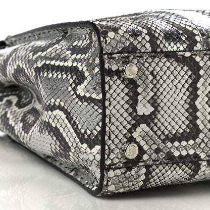 Fendi Python Selleria Medium Peekaboo Iconic Satchel Stone Silver 9 of 10