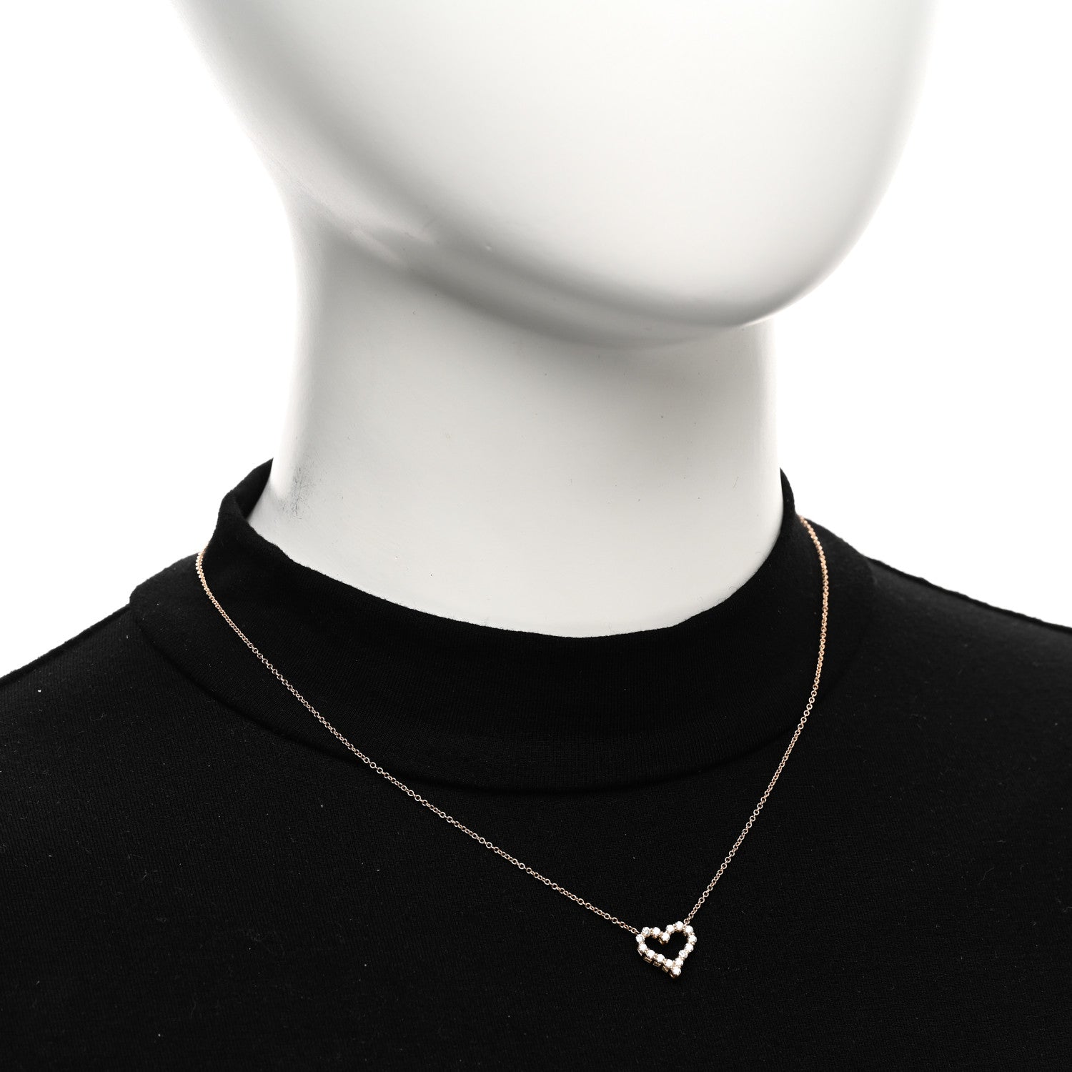 Tiffany 18K Rose Gold Diamond Mini Heart Pendant Necklace 2 of 4
