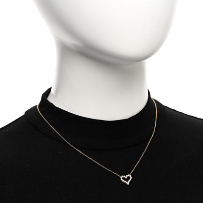 Tiffany 18K Rose Gold Diamond Mini Heart Pendant Necklace 2 of 4