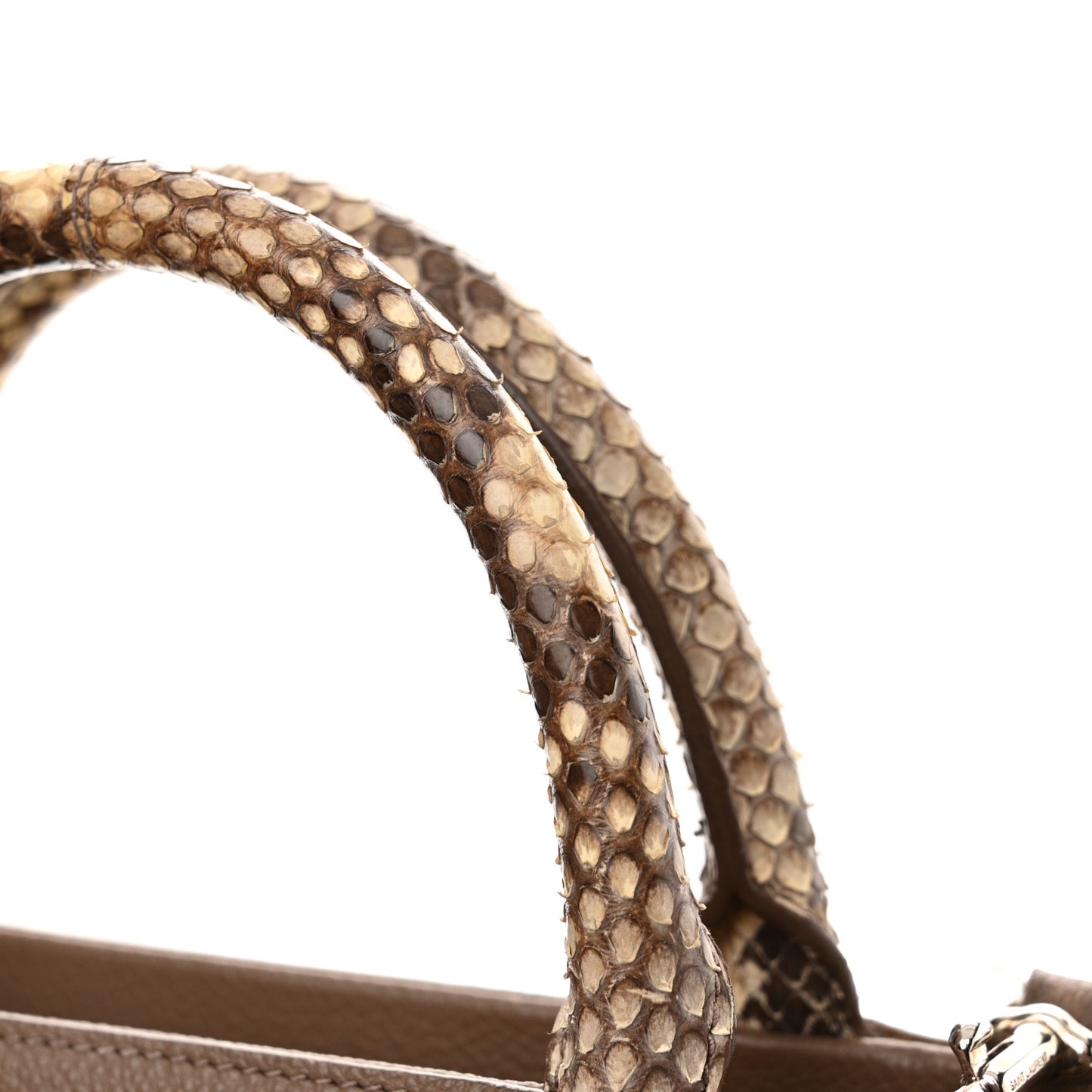 Grained Calfskin Snakeskin Small Cabas Rive Gauche Taupe