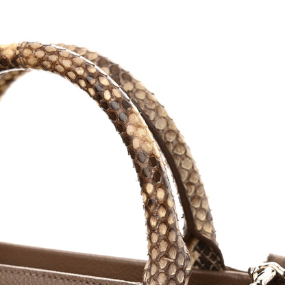 Saint Laurent Grained Calfskin Snakeskin Small Cabas Rive Gauche Taupe 18 of 19