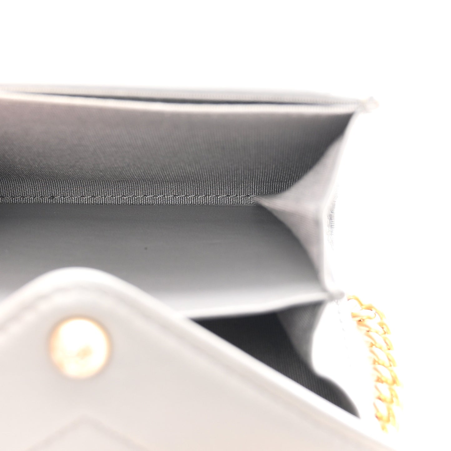 Calfskin Elaphe Double Chevron Card Case On Chain Grey