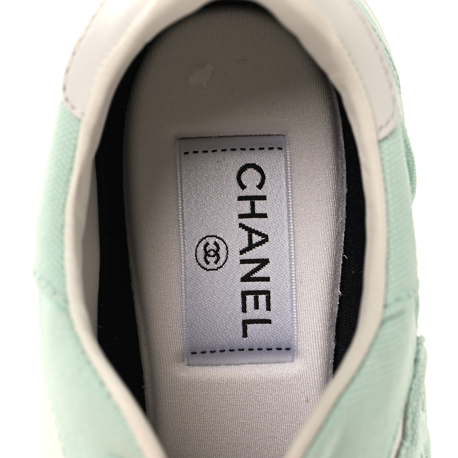 Chanel Cotton Sneakers 38.5 Light Turquoise White 8 of 9