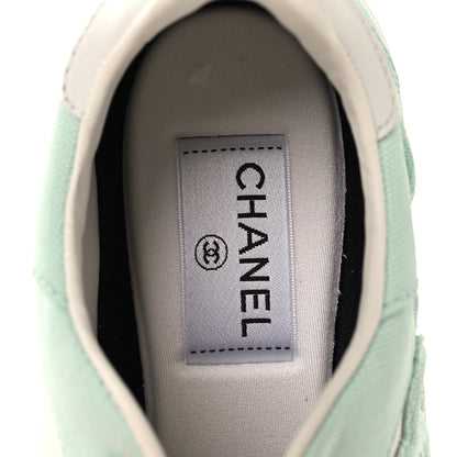 Chanel Cotton Sneakers 38.5 Light Turquoise White 8 of 9