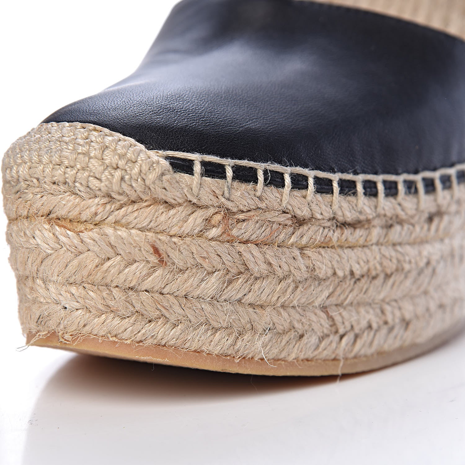 Saint Laurent Calfskin Espadrille Lace-Up Wedges 40.5 Black 9 of 10