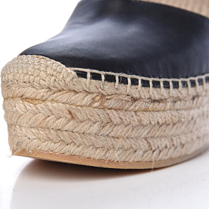 Saint Laurent Calfskin Espadrille Lace-Up Wedges 40.5 Black 9 of 10