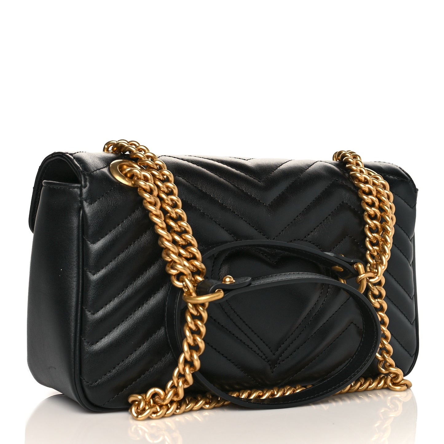 Calfskin Matelasse Small GG Marmont Shoulder Bag Black