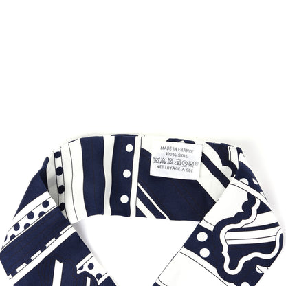 Hermes Silk Faubourg Rainbow Twilly Marine Blanc 3 of 5