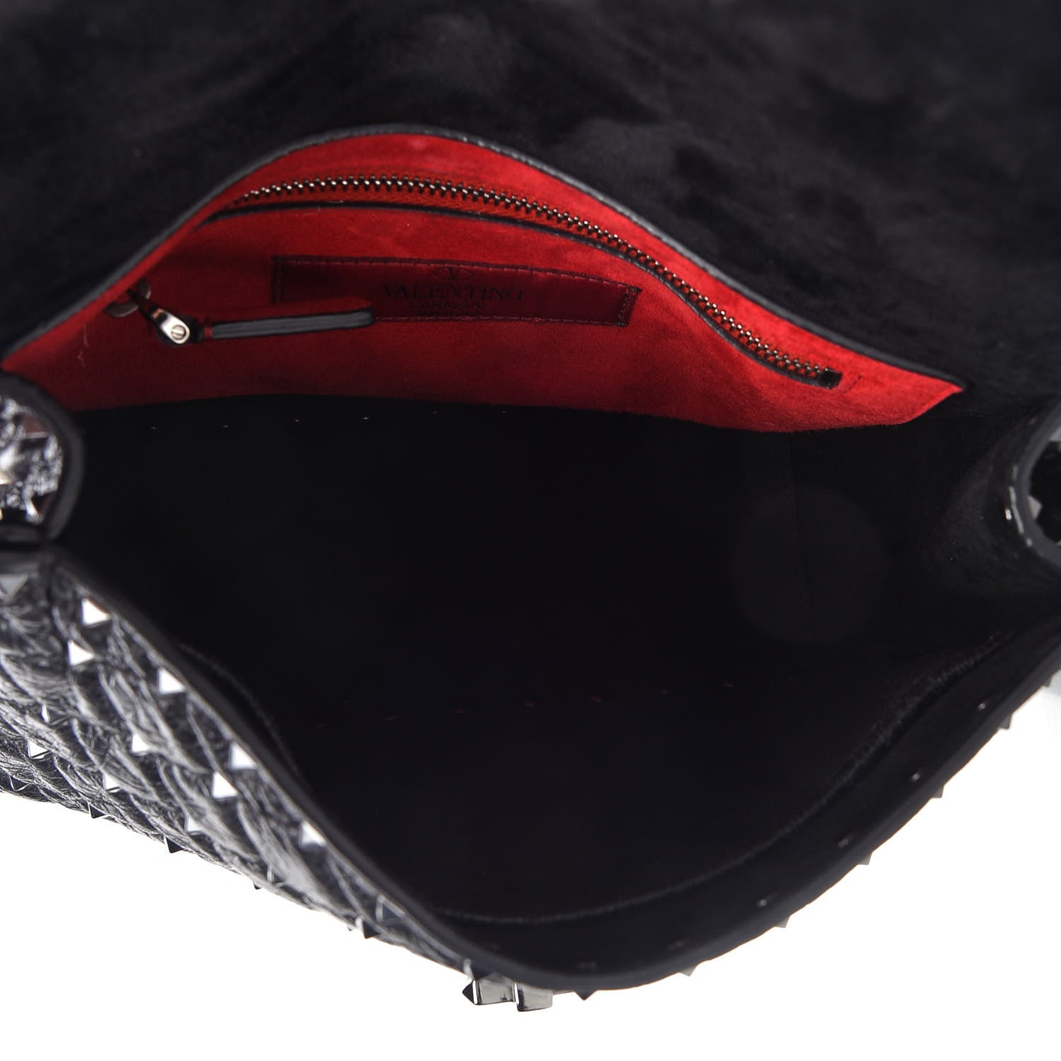 Valentino Garavani Craquele Nappa Medium Rockstud Spike Shoulder Bag Black 5 of 9