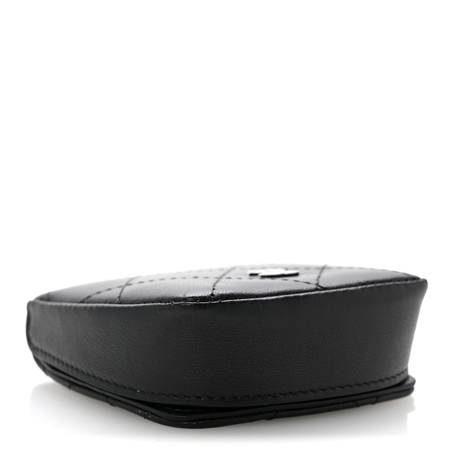 Goatskin Quilted Square Pouch Coin Purse So Black
