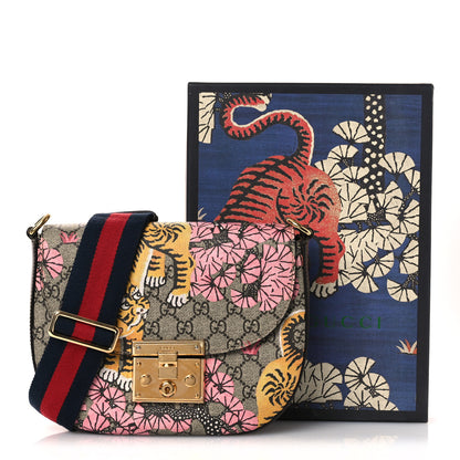 Gucci GG Supreme Monogram Bengal Web Medium Padlock Messenger Shoulder Bag Beige Pink 14 of 14
