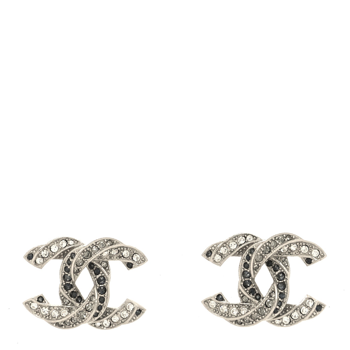 Crystal CC Twisted Earrings Silver