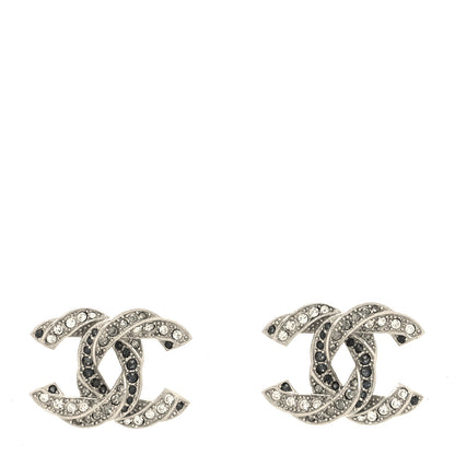 Chanel Crystal CC Twisted Earrings Silver 1 of 4